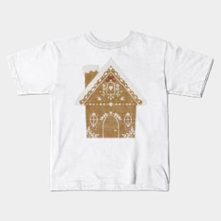 Watercolor Gingerbread House Scandinavian Folk Art Christmas Decorations Kids T-Shirt